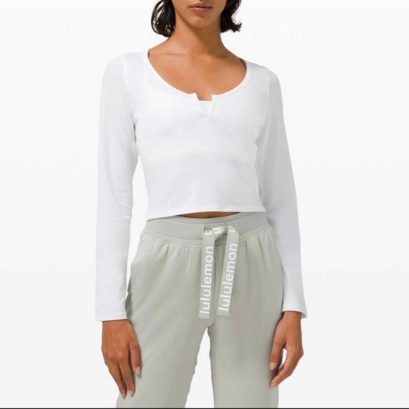 lululemon athletica Tops - Lululemon Cropped Henley LS
